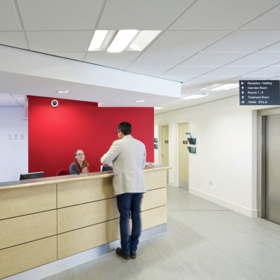 Reception area at Meads Medical Centre
